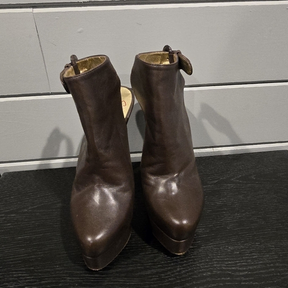 WALTER STEIGER Chocolate Round Toe Ankle Strap Leather Platform VINTAGE 7.5